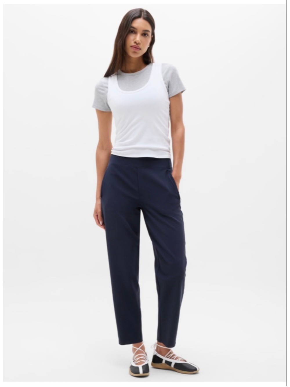 Women's Athleta Navy Endless High Rise Ankle Pants Size 8 Tall